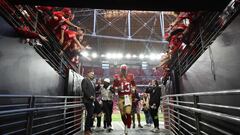 Brock Purdy #13 of the San Francisco 49ers, leaves the field.