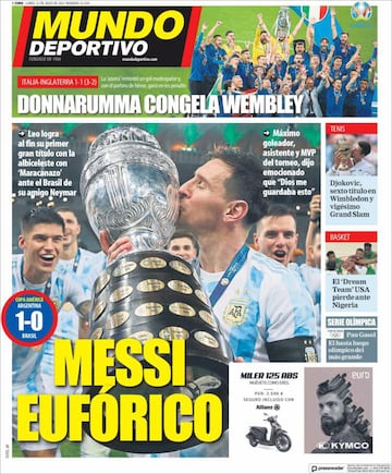 El abrazo entre Southgate y Saka, protagonista de las portadas británicas