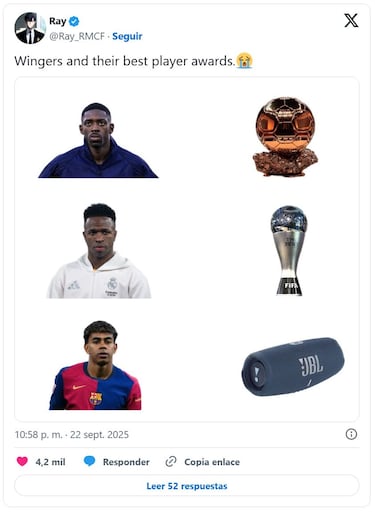 Los mejores memes del Balón de Oro 2025