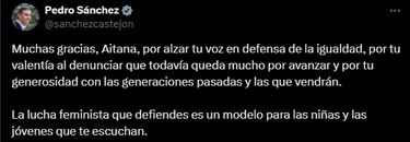 Pedro S¨¢nchez se rinde ante Aitana por su discurso feminista en los Premios Elle