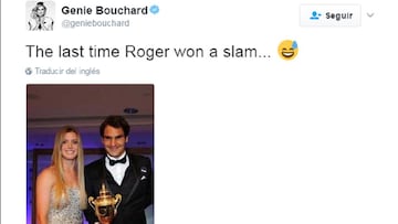 Genie Bouchard felicit&oacute; de esta forma tan original a Roger Federer tras ganar su 18&ordm; Grand Slam en el Open de Australia.