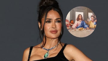 La reacción de Salma Hayek con un restaurante en España que tiene un mural de ‘La última cena’ con su cara: “No bromeo”