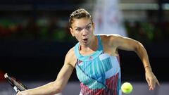 Simona Halep in action at the Dubai Tennis Championships. 