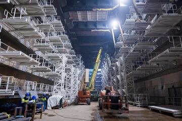 Así se encuentran los entresijos de las obras de ampliación del interior del nuevo Santiago Bernabéu.