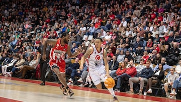 AJ Slaughter, escolta del Casademont Zaragoza, ante el Bàsquet Girona.