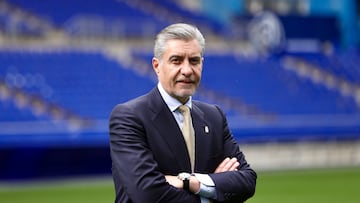 OVIEDO, 21/08/2025.- El mexicano Martín Peláez, presidente del Real Oviedo español, asegura, en vísperas del partido de Liga ante el Real Madrid, que el club azul se lleva "preparando para este momento" desde la llegada al club del Grupo Pachuca, en el verano de 2022. EFE/ J. L. Cereijido