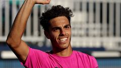 MIAMI GARDENS, FLORIDA - MARCH 29: Francisco Cerundolo of Argentina celebrates his win against Frances Tiafoe during the Miami Open at Hard Rock Stadium on March 29, 2022 in Miami Gardens, Florida.   Matthew Stockman/Getty Images/AFP
== FOR NEWSPAPERS, INTERNET, TELCOS & TELEVISION USE ONLY ==