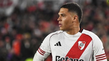 Juan Fernando Quintero of River Plate participates in the match between River Plate and San Lorenzo at Estadio Mas Monumental in Buenos Aires, Argentina, on July 27. (Photo by Federico Peretti/NurPhoto via Getty Images)