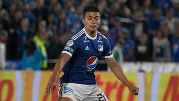 Jhon Duque durante un partido de Millonarios ante Nacional por la Liga Águila I-2018