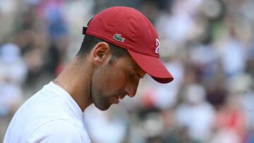 Serbia's Novak Djokovic takes part in a training session during the Men's ATP Rome Open tennis tournament at Foro Italico in Rome on May 11, 2024. (Photo by Tiziana FABI / AFP)