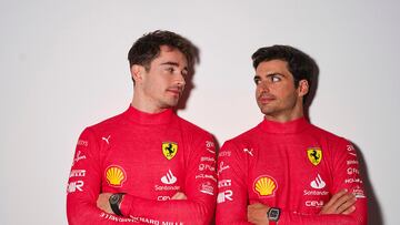 Leclerc y Sainz en la presentación del coche 2023.