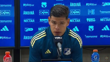 Jorge Arias, autocrítico en la rueda de prensa tras la derrota de Millonarios ante Unión Magdalena que llevó a la salida de David González.