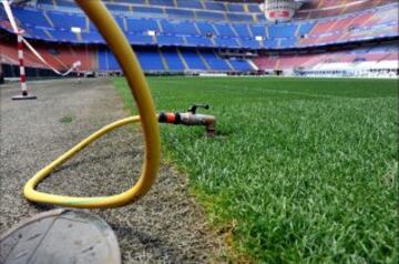 Los preparativos de San Siro para la Champions en imágenes