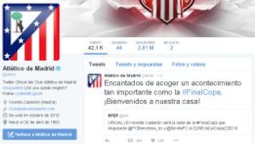 El Atleti, "encantado" de acoger la final de la Copa del Rey
