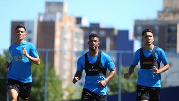 Frank Fabra durante un entrenamiento con Boca Juniors.