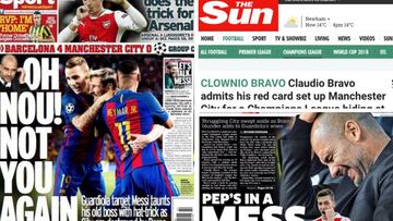 Las duras críticas de la prensa inglesa a Guardiola y Bravo