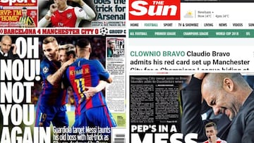 Las duras críticas de la prensa inglesa a Guardiola y Bravo