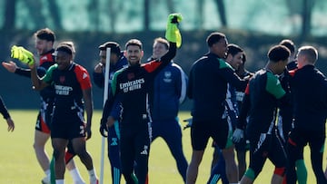 Soccer Football - Champions League - Arsenal Training - Arsenal Training Centre, London Colney, Britain - March 3, 2025 Arsenal's Jorginho during training Action Images via Reuters/John Sibley
