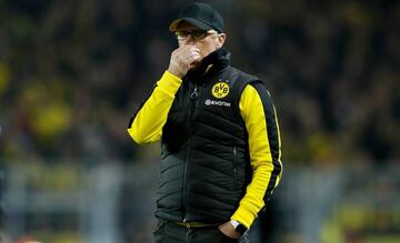 Dortmund's head coach Peter Stoeger looks on during their game against Wolfsburg.