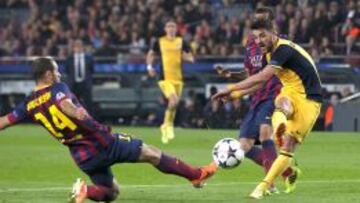 David Villa, durante el partido de ida ante el Barcelona.
