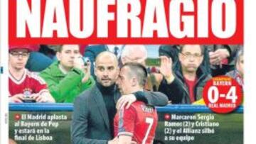 LA PRENSA CATALANA LE SEÑALA COMO CULPABLE. La presencia de Guardiola en el banquillo del Bayern de Múnich despertó mucha expectación entre los culés, que tras la derrota del equipo de Martino ante el Atlético, centraron sus esperanzas en que Pep volviera a parar a los blancos. No lo hizo. Ya es culpable.