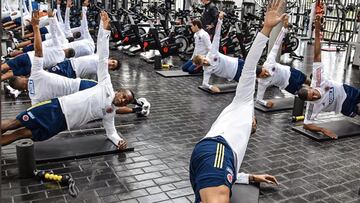 Trabajos de gimnasio en el segundo día del Morfociclo de la Selección Colombia de Mayores