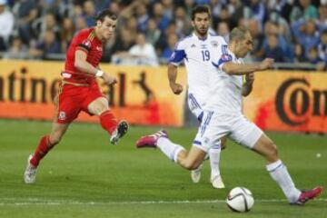 Gareth Bale durante el partido de Clasificación para la Eurocopa 2016 Israel-Gales