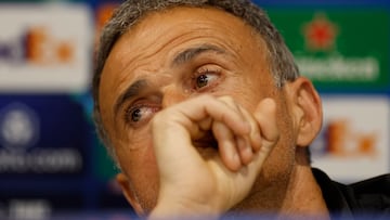Soccer Football - Champions League - Paris St Germain Press Conference - Anfield, Liverpool, Britain - March 10, 2025 Paris St Germain coach Luis Enrique during the press conference Action Images via Reuters/Jason Cairnduff