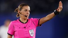FILE PHOTO: Soccer Football - Europa League - Group G - Leicester City v FC Zorya Luhansk - King Power Stadium, Leicester, Britain - October 22, 2020 Referee Stephanie Frappart during the match REUTERS/Phil Noble/File Photo
