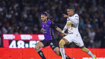 (L-R), Nicolas Benedetti of Mazatlan e Higor Meritao of Pumas during the game Pumas UNAM vs Mazatlan FC, corresponding Round 05 the Torneo Apertura 2022 of the Liga BBVA MX at Olimpico Universitario Stadium, on July 27, 2022.
<br><br>
(I-D), Nicolas Benedetti de Mazatlan e Higor Meritao de Pumas durante el partido Pumas UNAM vs Mazatlan FC, correspondiente a la Jornada 05 del Torneo Apertura 2022 de la Liga BBVA MX en el Estadio Olimpico Universitario, el 27 de julio de 2022.