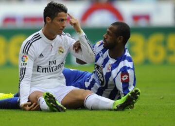 Cristiano Ronaldo tras marcar el 1-0 de cabeza. 