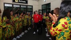 Torres, en la llegada del Atl&eacute;tico a Nigeria para un amistoso. 