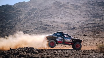 Carlos Sainz (ESP) and Lucas Cruz (ESP) of Team Audi Sport race during stage 10 of Rally Dakar 2024 from from Al Ula to Yambu, Saudi Arabia on January 18, 2024 // Marcelo Maragni / Red Bull Content Pool // SI202401180059 // Usage for editorial use only // 