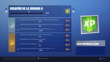 Fortnite Battle Royale: Desaf&iacute;os de la Semana 5 de la Temporada 6 del Pase de Batalla