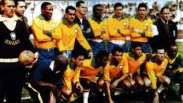 Djalma, el primero por la izquierda en la fila superior, en una alineación en la que había jugadores como Garrincha, Didí o Vavá.