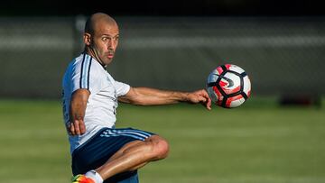 Javier Mascherano en un entrenamiento de la Selecci&oacute;n de Argentina