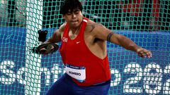 SANTIAGO, CHILE-OCT 30: Claudio Romero de Chile, compite en la prueba de lanzamiento de disco masculino, durante los Juegos Panamericanos Santiago 2023 en el Coliseo del Estadio Nacional Julio Martínez, el 30 de Octubre en Santiago, Chile. / Claudio Romero of Chile, competes in the men's discus throw, during the Santiago 2023 Pan American Games at the Julio Martínez National Stadium Coliseum, on October 30 in Santiago, Chile.
(Foto de Daniel Apuy/Santiago 2023 via Photosport).


