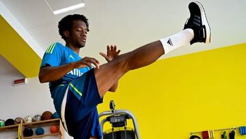 Juan Guillermo Cuadrado en un entrenamiento de Juventus.