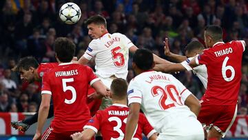 Soccer Football - Champions League Quarter Final Second Leg - Bayern Munich vs Sevilla - Allianz Arena, Munich, Germany - April 11, 2018 Sevilla's Clement Lenglet shoots at goal REUTERS/Michael Dalder