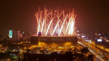 Lima, Sunday August 11, 2019  -  Fireworks explode over the National Stadium during the closing ceremony at the Pan American Games Lima 2019.
 
 Copyright Enrique Cuneo / Lima 2019 
 
 Mandatory credits: Lima 2019
 ** NO SALES ** NO ARCHIVES **