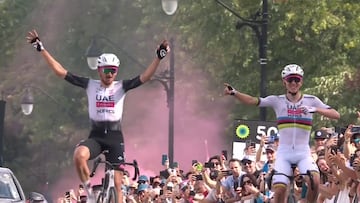 Pogacar señala a McNulty, ganador del GP Montreal 2025.