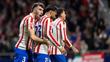Nico Gonzalez celebra un gol en el Atlético-Real Sociedad
