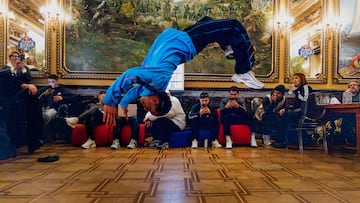 B-Boy MiniJoe performs during the Media Day prior to the Red Bull Batalla World Final in Madrid, Spain on November 28, 2024 // Muriel Florence Rieben / Red Bull Content Pool // SI202411280278 // Usage for editorial use only //