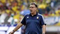 El entrenador argentino durante el partido ante Colombia.