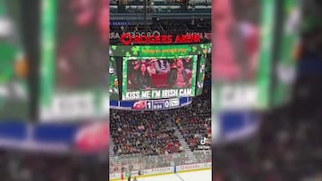 La ‘kiss cam’ cachó infidelidad en juego de hockey y es imperdible