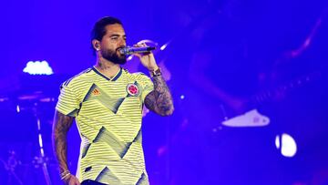 DOHA, QATAR - NOVEMBER 19: Maluma performs during the celebration party ahead of the FIFA World Cup 2022 Qatar Fan Festival at Al Bidda Park on November 19, 2022 in Doha, Qatar. (Photo by Francois Nel/Getty Images)