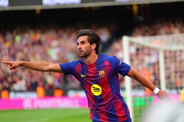 Ferran Torres celebra el 2-0 al Espanyol. 