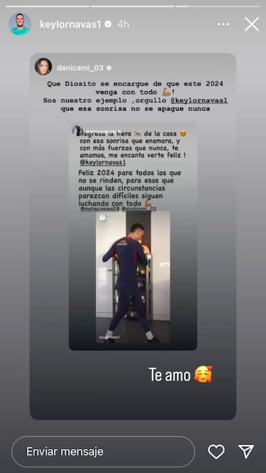 El mensaje de apoyo de Andrea Salas a su esposo Keylor Navas