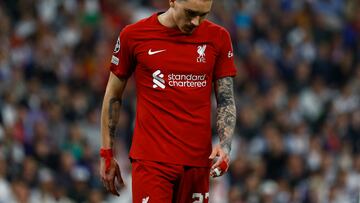 Soccer Football - Champions League - Round of 16 - Second Leg - Real Madrid v Liverpool - Santiago Bernabeu, Madrid, Spain - March 15, 2023 Liverpool's Darwin Nunez reacts REUTERS/Susana Vera