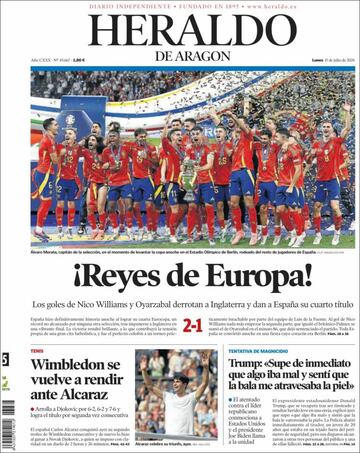 Invencibles, Reyes de Europa... Las portadas del triunfo de España en la Euro